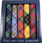 Multi-colour Luxury Cotton Taratan 5 Pack Handkerchiefs