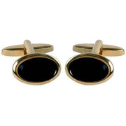Black Gold Plated Onyx Oval Cufflinks
