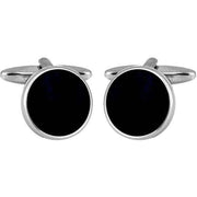 Black Rhodium Plated Onyx Round Cufflinks