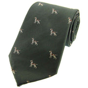 Green Pointer Dogs Woven Country Silk Tie