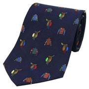 Navy Racing Colours and Saddles Country Silk Tie