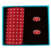 Red Spots Handkerchief and Cufflink Set
