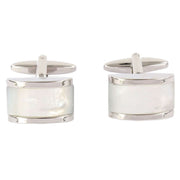 Silver Mother of Pearl Domed Rectangle Cufflinks