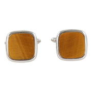 Silver Tiger Eye Square Cufflinks