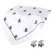 White Bee Handkerchief and Cufflink Set