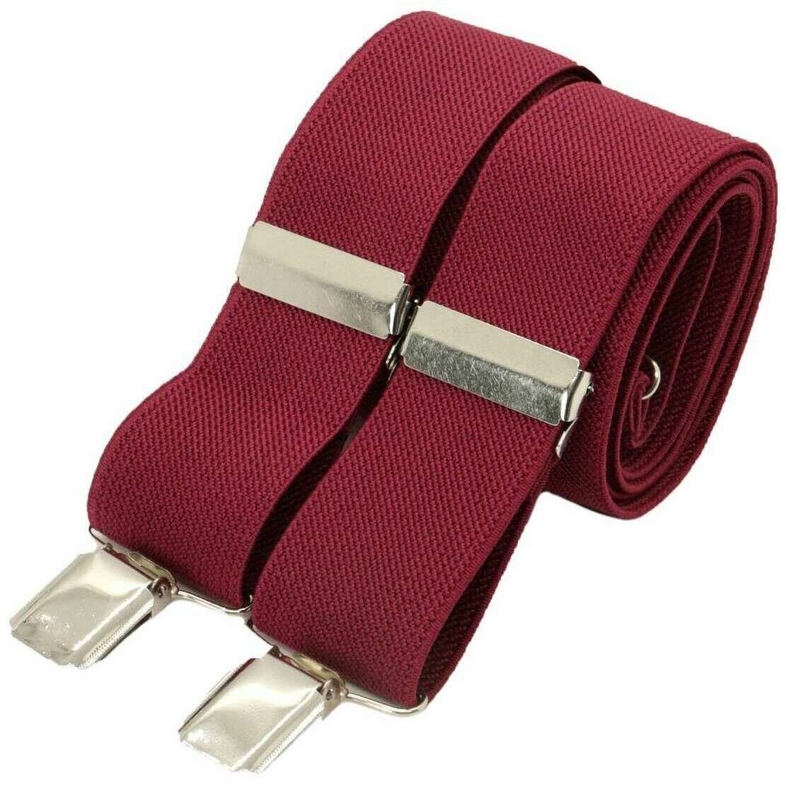 David Van Hagen Men's Clip-on Braces (Suspenders) - Navy With Gold Details, 35mm Width