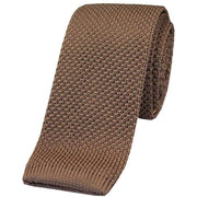 Beige Plain Thin Knitted Polyester Tie