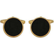 Black Gold Plated Onyx Round Cufflinks