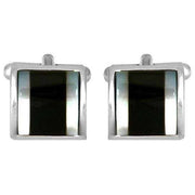 Black Rhodium Plated Mother of Pearl and Onyx Slice Cufflinks