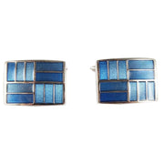 Blue 2-Tone Rectangle Cufflinks