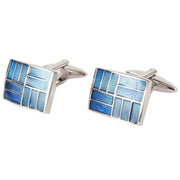 Blue 2-Tone Rectangle Cufflinks