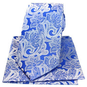 Blue Edwardian Floral Silk Tie and Hanky Set
