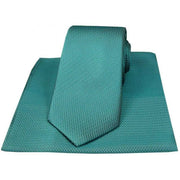 Blue Herringbone Tie and Handkerchief Set