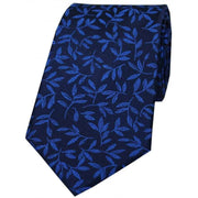 Blue Leaf Pattern Silk Tie