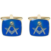 Blue Masonic Enamel Square Cufflinks