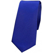 Blue Satin Silk Thin Tie