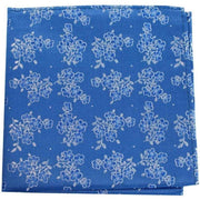 Blue Small Flowers Silk Pocket Square