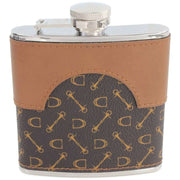 Brown 5oz Horse Design Stainless Steel Hip Flask
