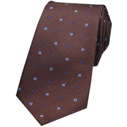 Brown Small Flowers Silk Tie