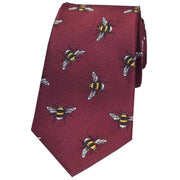 Burgundy Bumble Bee Luxury Silk Tie