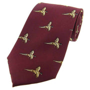 Burgundy Flying Pheasant Country Silk Tie