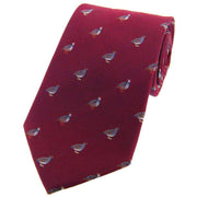 Burgundy Grouse and Partridge Woven Country Silk Tie