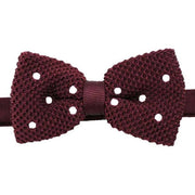 Burgundy Polka Dot Knitted Polyester Bow Tie