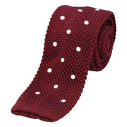 Burgundy Polka Dot Thin Knitted Tie