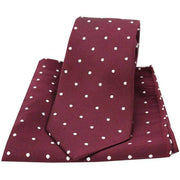 Burgundy Small Dot Tie and Pocket Square Set