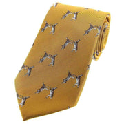 Gold Boxing Hares Woven Country Silk Tie