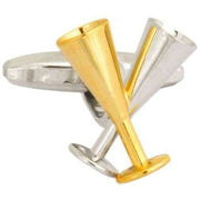 Gold Champagne Bottle and Glasses Cufflinks