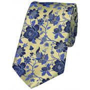 Gold Floral Patterned Silk Tie