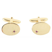 Gold Ruby Starburst Cufflinks and Tie Slide Set