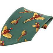 Green Flying Pheasant Country Silk Pocket Square