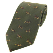 Green Foxes Woven Country Silk Tie