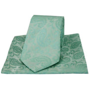 Green Luxury Paisley Tie and Handkerchief Set