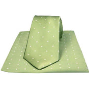 Green Polka Dot Silk Tie and Pocket Square