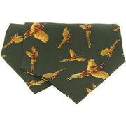 Green Silk Twill Flying Pheasants Cravat
