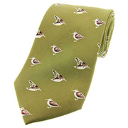Green Standing Woodcock Country Silk Tie