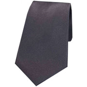 Grey Diagonal Ribbed Plain Silk Tie