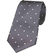 Grey Polka Dot Silk Tie