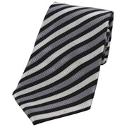 Grey Striped Polyester Tie