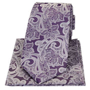 Lilac Edwardian Floral Silk Tie and Hanky Set