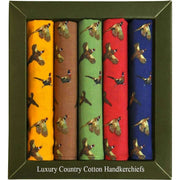Multi-colour Country Pheasant 5 Pack Handkerchiefs