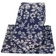 Navy Flowers Silk Tie and Hanky Set