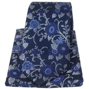 Navy Flowers Silk Tie and Hanky Set