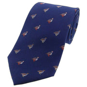 Navy Grouse and Partridge Woven Country Silk Tie