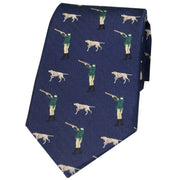 Navy Hunter and Pointer Dog Country Silk Tie