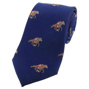 Navy Jockeys and Horses Woven Country Silk Tie