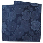 Navy Large Flowers Silk Pocket Square